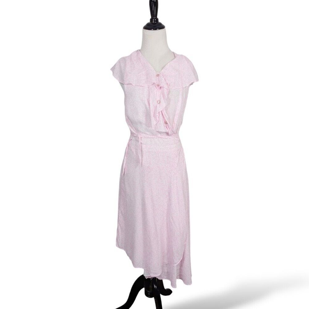 Draper James Wrap Dress L  Pink Floral Ruffles Summer Flowy Cottagecore Coquette